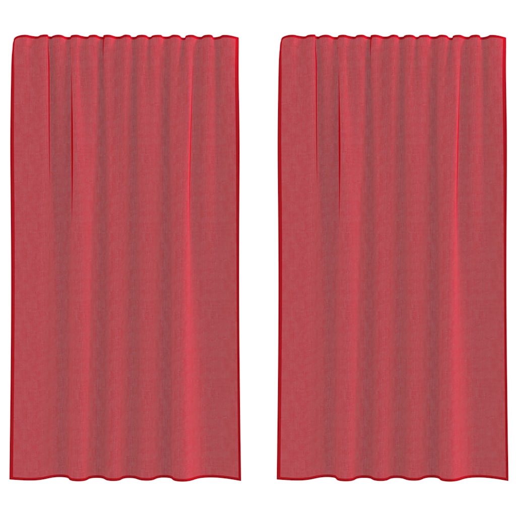 Voile Vorhänge mit Stangentaschen 2 Stk. Weinrot