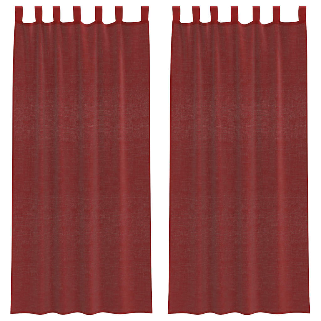 Voile Vorhänge mit Stangentaschen 2 Stk. Weinrot