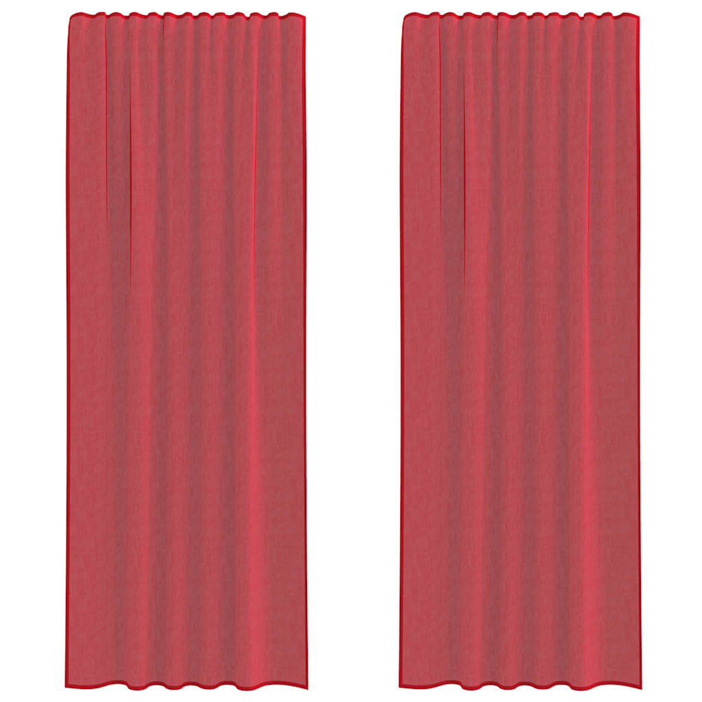 Voile Vorhänge mit Stangentaschen 2 Stk. Weinrot