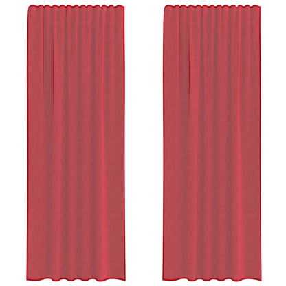 Voile Vorhänge mit Stangentaschen 2 Stk. Weinrot