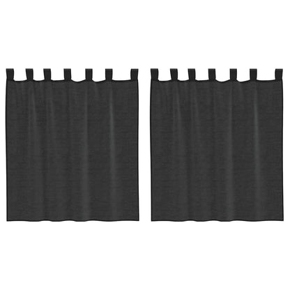Voile Vorhänge mit Lasche 2 Stk. Schwarz