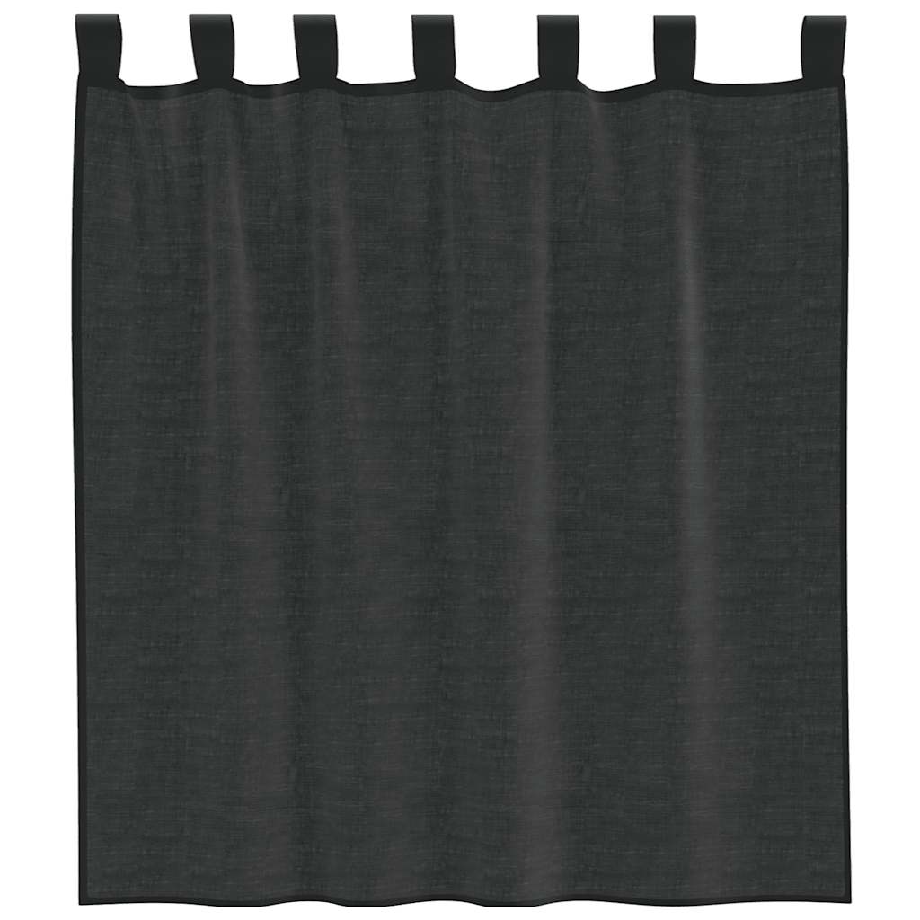 Voile Vorhänge mit Lasche 2 Stk. Schwarz