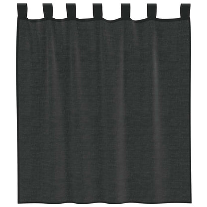 Voile Vorhänge mit Lasche 2 Stk. Schwarz