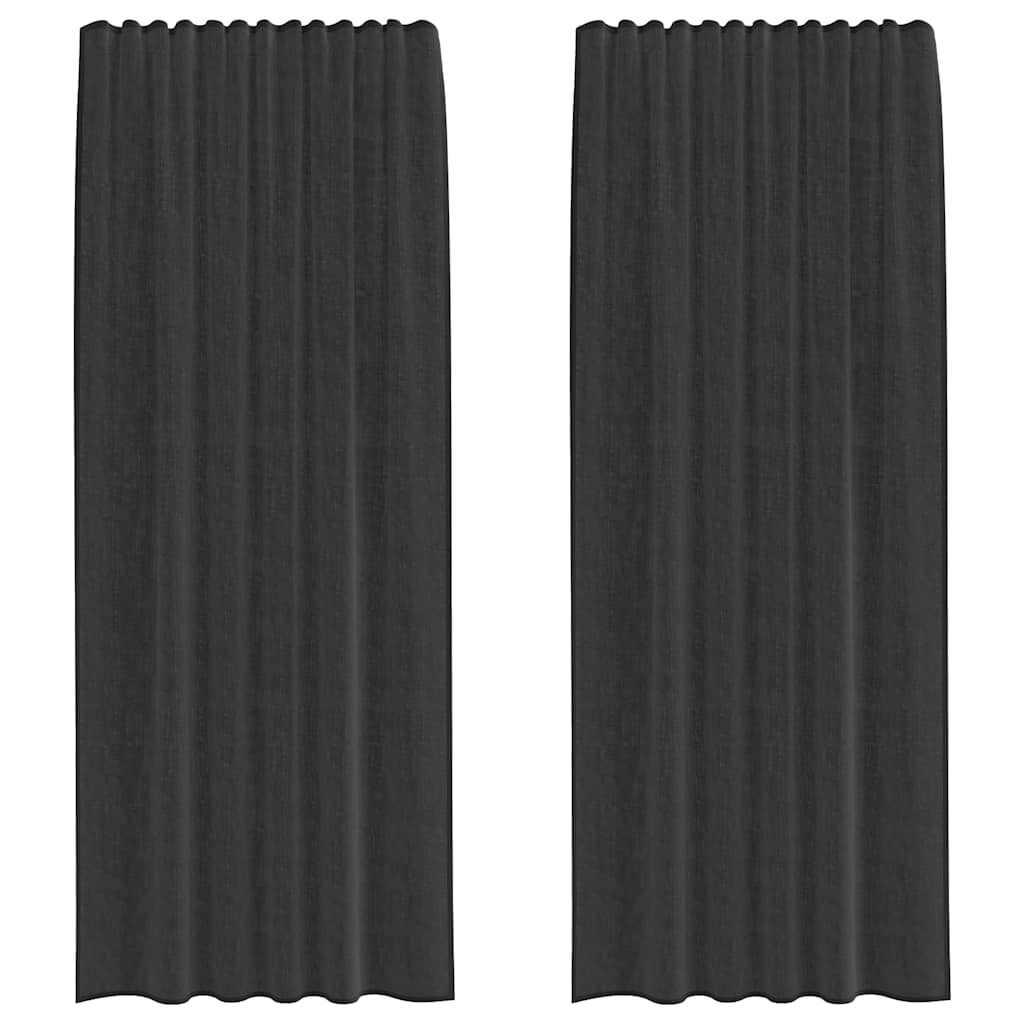 Voile Vorhänge mit Lasche 2 Stk. Schwarz