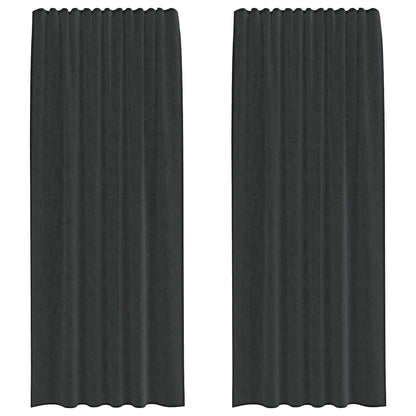 Voile Vorhänge mit Lasche 2 Stk. Schwarz