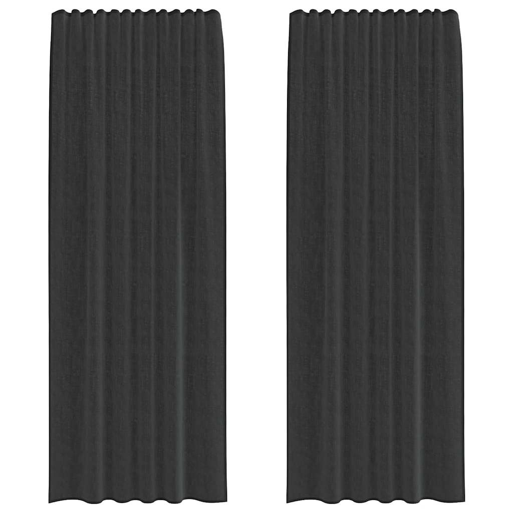 Voile Vorhänge mit Lasche 2 Stk. Schwarz