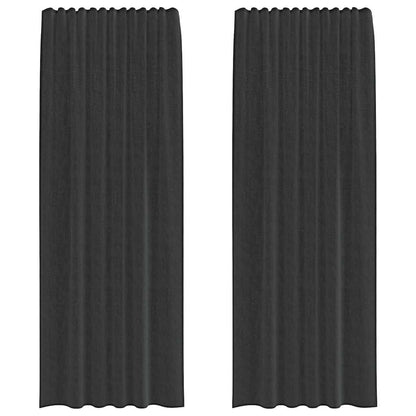 Voile Vorhänge mit Lasche 2 Stk. Schwarz
