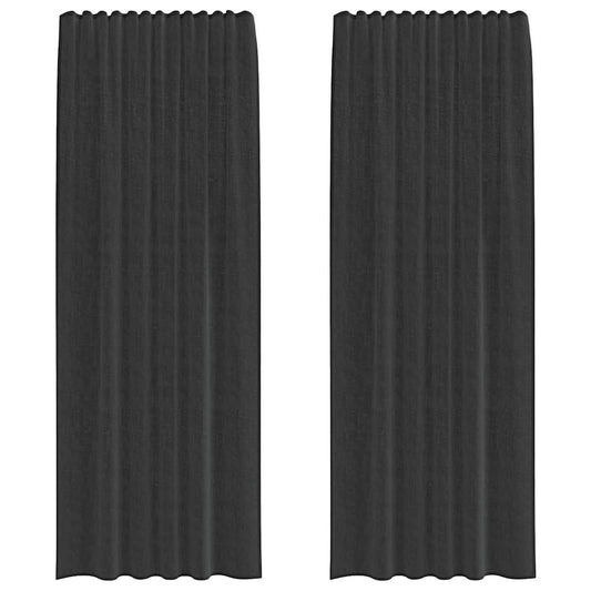 Voile Vorhänge mit Lasche 2 Stk. Schwarz