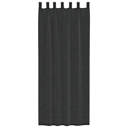 Voile Vorhänge mit Lasche 2 Stk. Schwarz