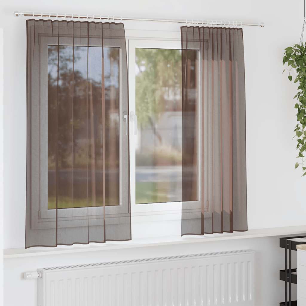 Voile Vorhänge mit Lasche 2 Stk. Braun