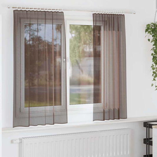 Voile Vorhänge mit Lasche 2 Stk. Braun