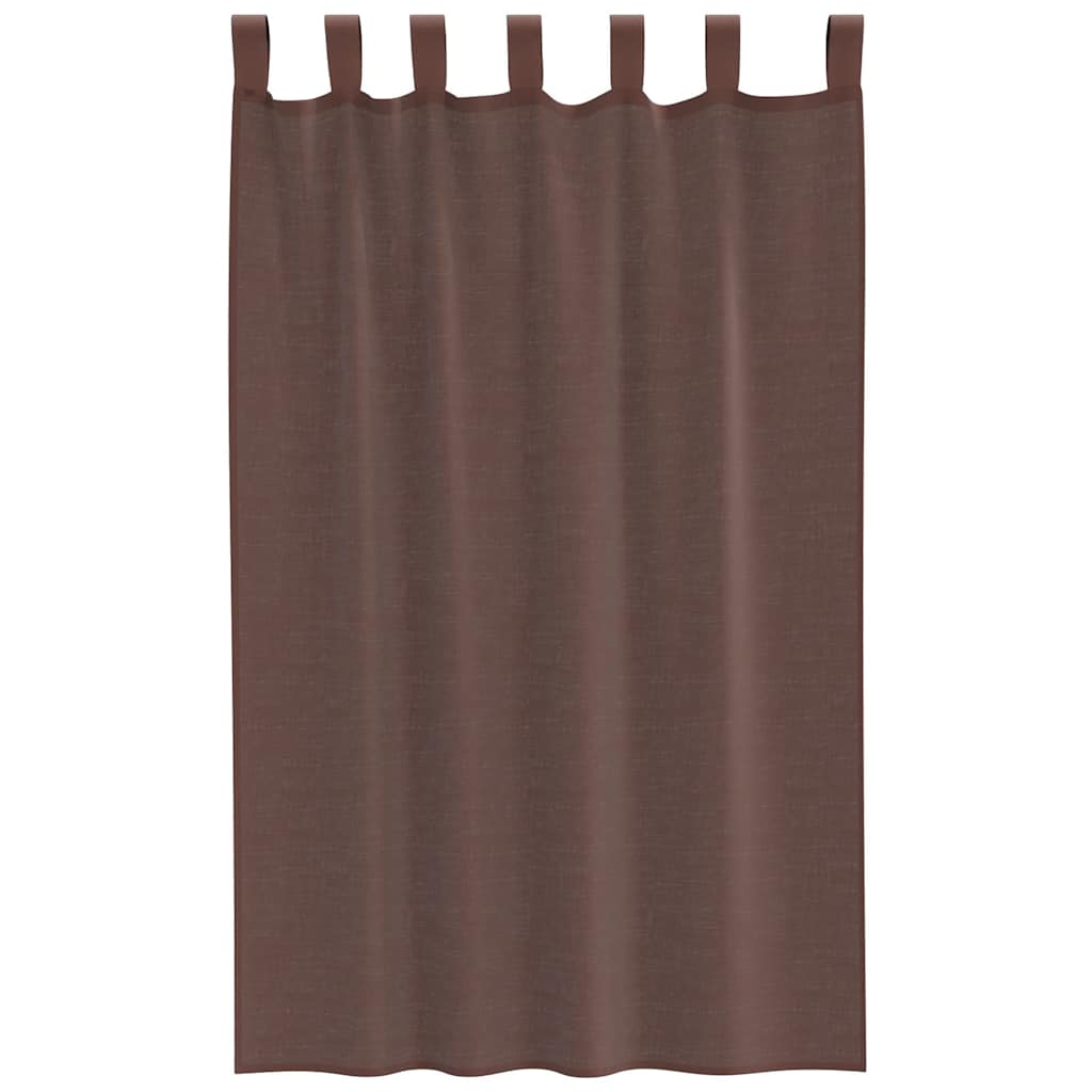 Voile Vorhänge mit Lasche 2 Stk. Braun