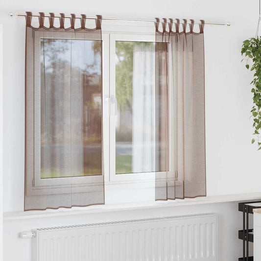 Voile Vorhänge mit Lasche 2 Stk. Braun