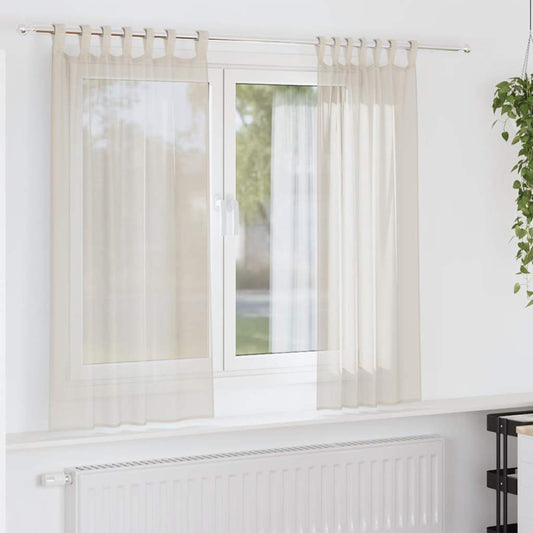 Voile Vorhänge mit Lasche 2 Stk. Creme