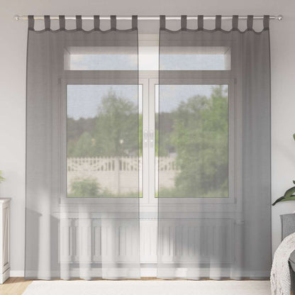 Voile Vorhänge mit Schlaufen 2 Stk. Dunkelgrau 140x225 cm