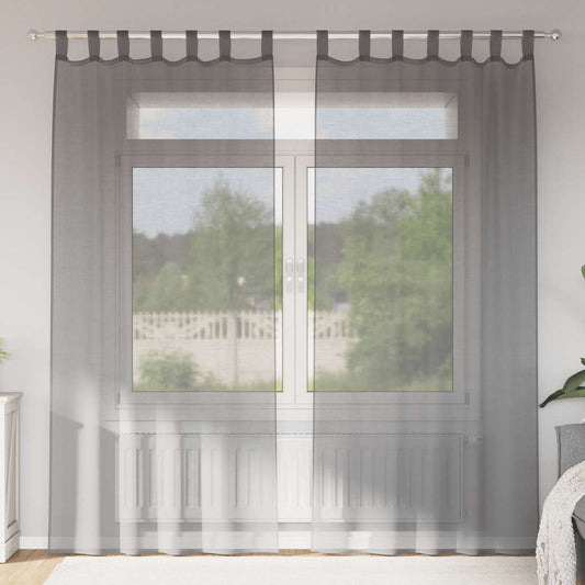 Voile Vorhänge mit Schlaufen 2 Stk. Dunkelgrau 140x225 cm