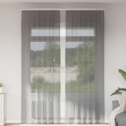 Voile Vorhänge mit Schlaufen 2 Stk. Dunkelgrau 140x260 cm