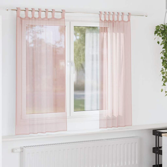 Voile Vorhänge mit Schlaufen 2 Stk. Hellrosa 140x140 cm