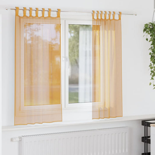 Voile Vorhänge mit Schlaufen 2 Stk. Orange 140x140 cm