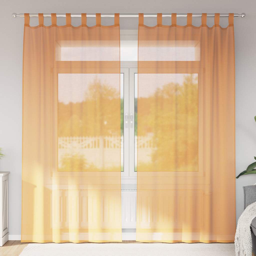 Voile Vorhänge mit Schlaufen 2 Stk. Orange 140x225 cm