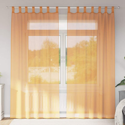 Voile Vorhänge mit Schlaufen 2 Stk. Orange 140x225 cm