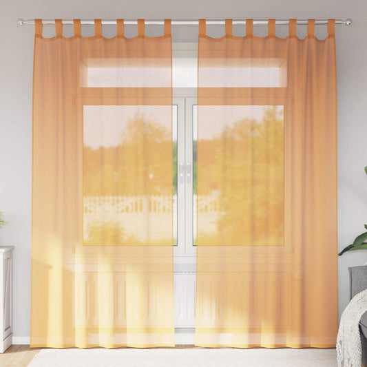 Voile Vorhänge mit Schlaufen 2 Stk. Orange 140x225 cm