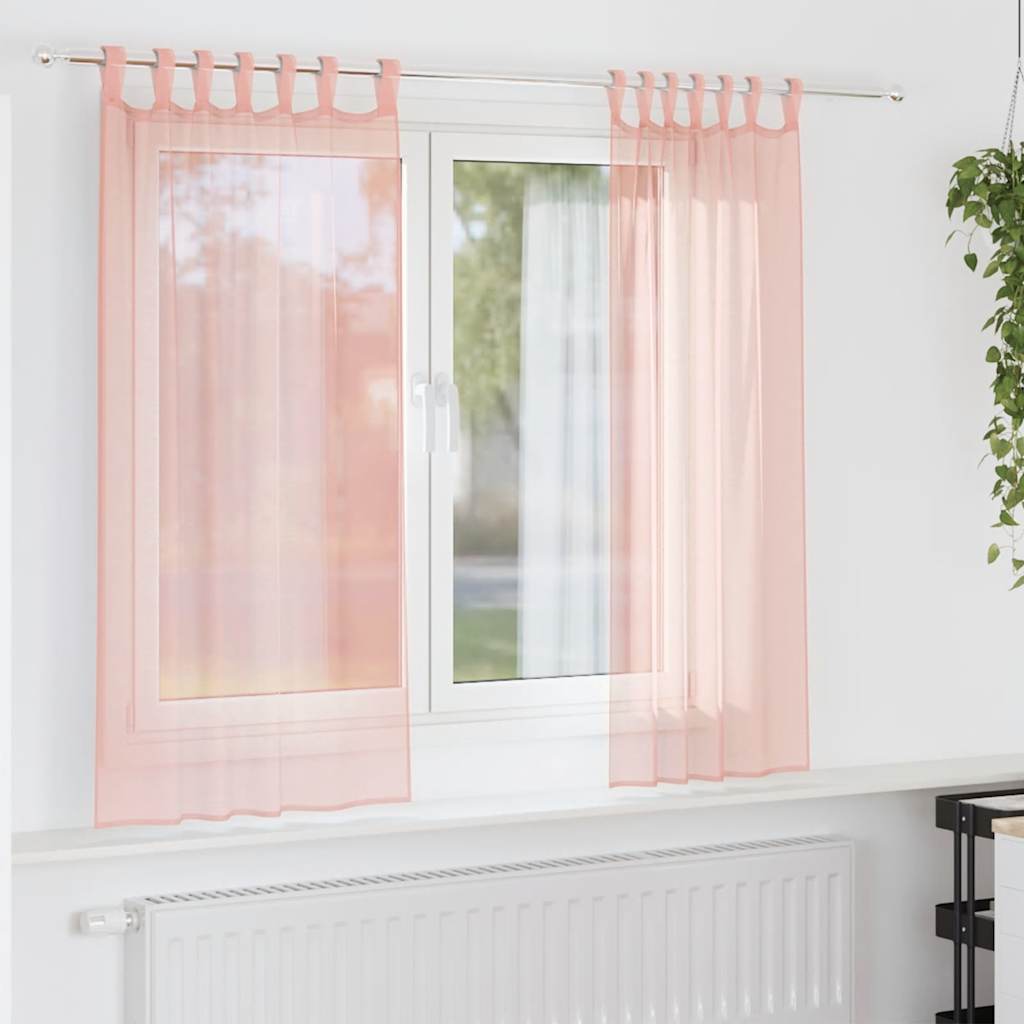 Voile Vorhänge mit Schlaufen 2 Stk. Rosa 140x140 cm