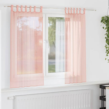 Voile Vorhänge mit Schlaufen 2 Stk. Rosa 140x140 cm