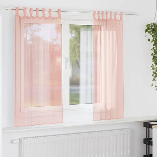 Voile Vorhänge mit Schlaufen 2 Stk. Rosa 140x140 cm
