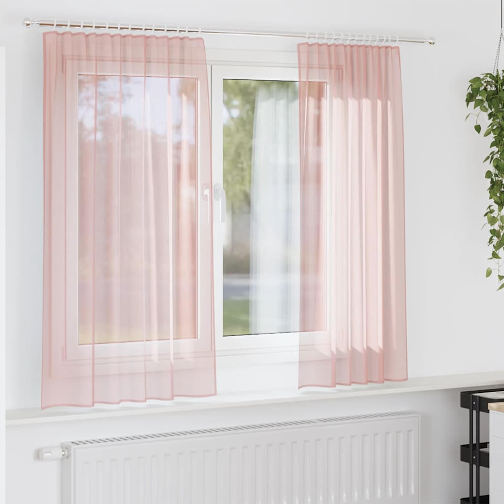 Voile Vorhänge mit Schlaufen 2 Stk. Rosa 140x175 cm