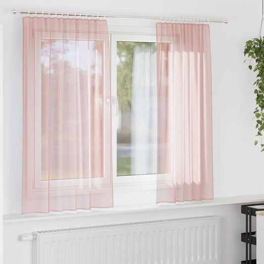 Voile Vorhänge mit Schlaufen 2 Stk. Rosa 140x175 cm