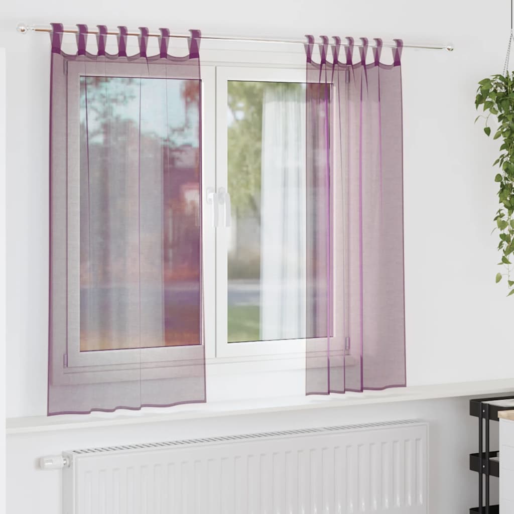 Voile Vorhänge mit Schlaufen 2 Stk. Violett 140x175 cm