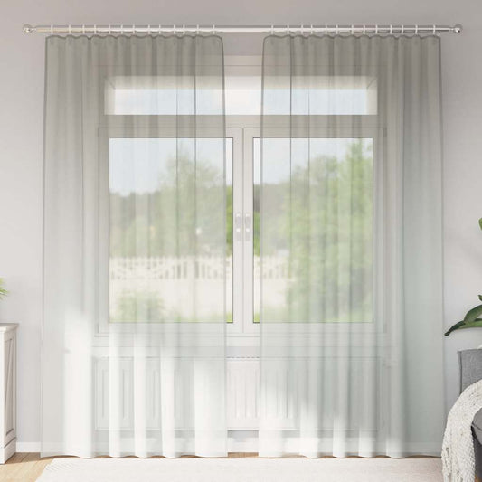 Voile Vorhänge mit Schlaufen 2 Stk. Hellgrau 140x225 cm