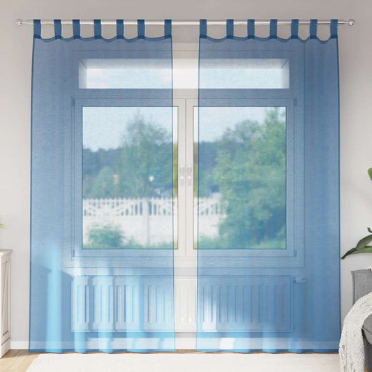 Voile Vorhänge mit Schlaufen 2 Stk. Königsblau 140x245 cm
