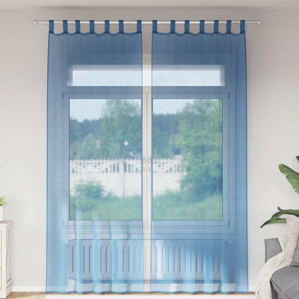 Voile Vorhänge mit Schlaufen 2 Stk. Königsblau 140x260 cm
