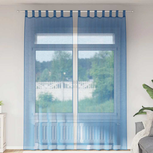 Voile Vorhänge mit Schlaufen 2 Stk. Königsblau 140x260 cm