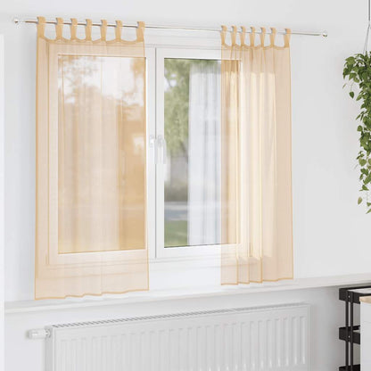 Voile Vorhänge mit Schlaufen 2 Stk. Sandfarbe 140x140 cm