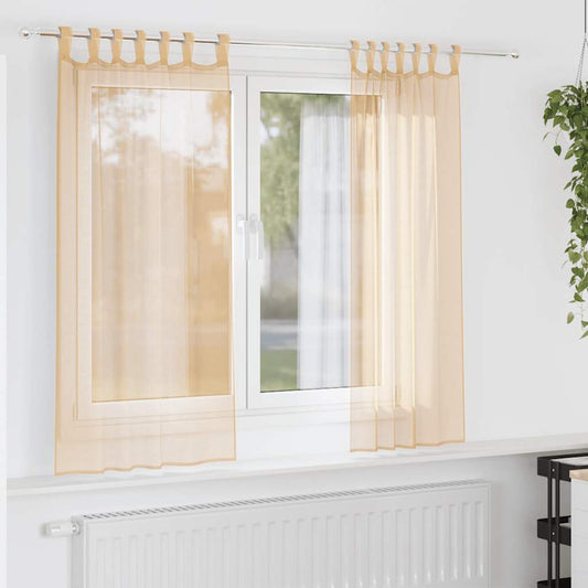 Voile Vorhänge mit Schlaufen 2 Stk. Sandfarbe 140x140 cm