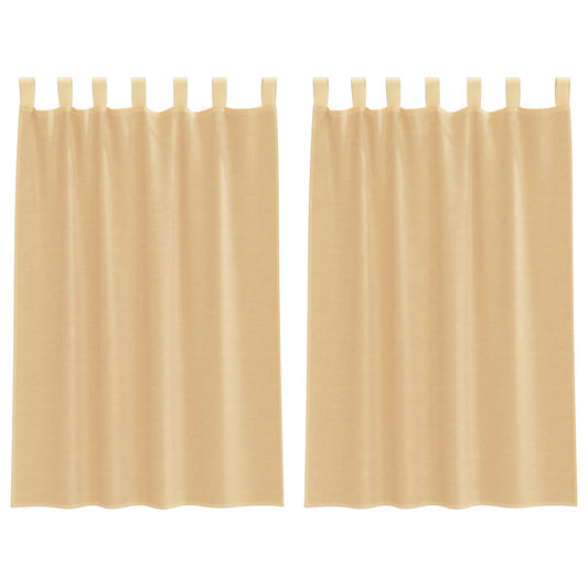 Voile Vorhänge mit Schlaufen 2 Stk. Sandfarbe 140x175 cm
