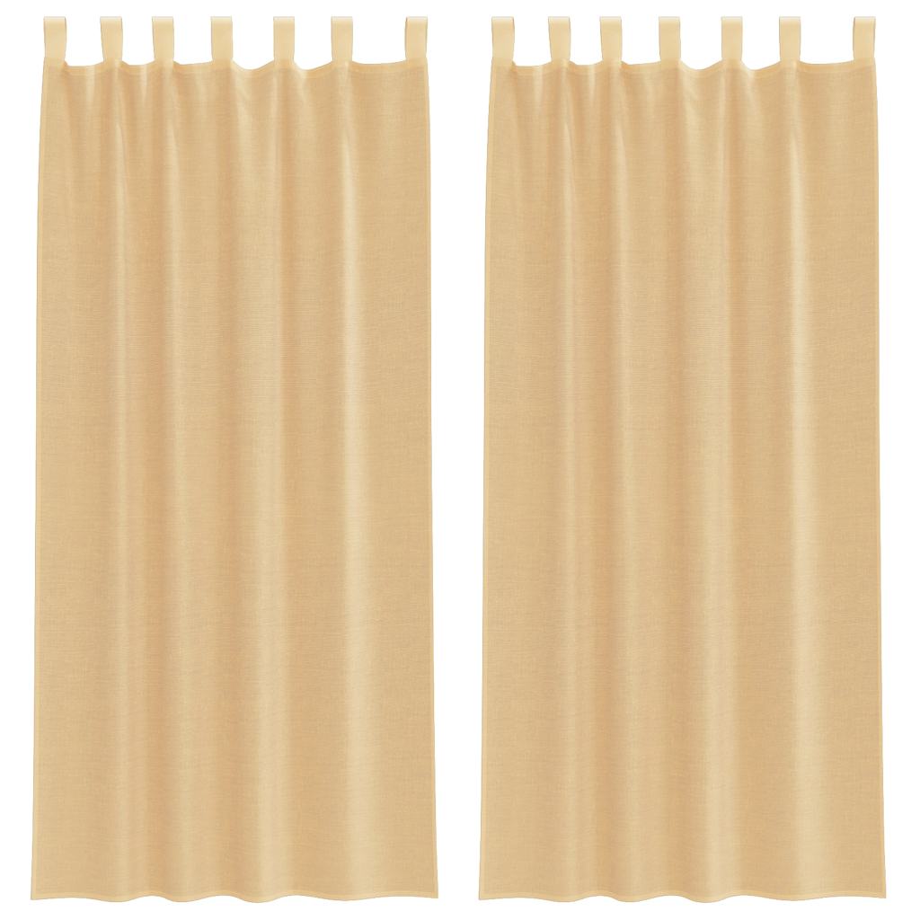 Voile Vorhänge mit Schlaufen 2 Stk. Sandfarbe 140x225 cm