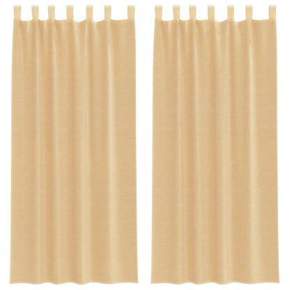 Voile Vorhänge mit Schlaufen 2 Stk. Sandfarbe 140x225 cm