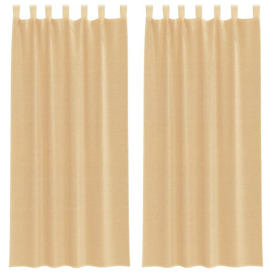 Voile Vorhänge mit Schlaufen 2 Stk. Sandfarbe 140x225 cm
