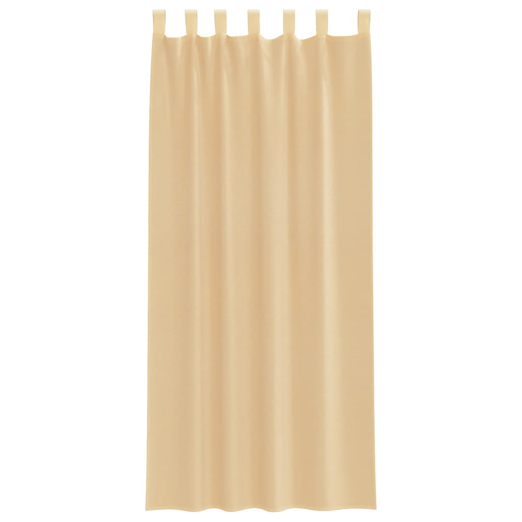 Voile Vorhänge mit Schlaufen 2 Stk. Sandfarbe 140x225 cm