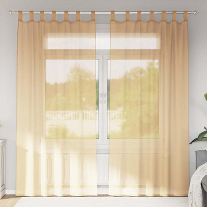 Voile Vorhänge mit Schlaufen 2 Stk. Sandfarbe 140x225 cm