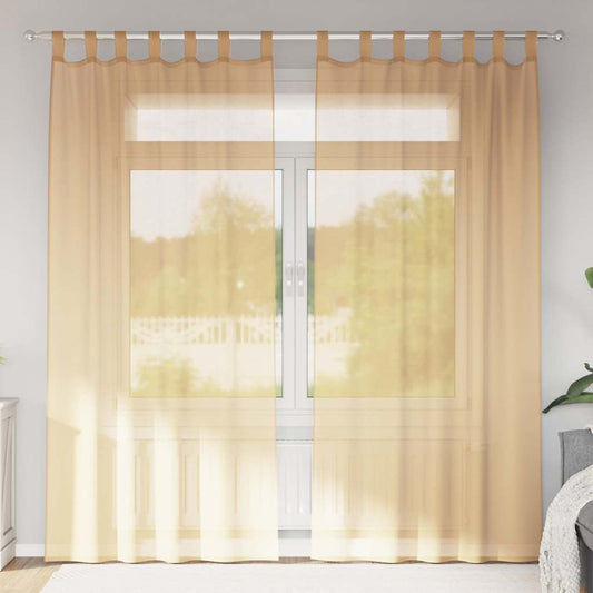 Voile Vorhänge mit Schlaufen 2 Stk. Sandfarbe 140x225 cm