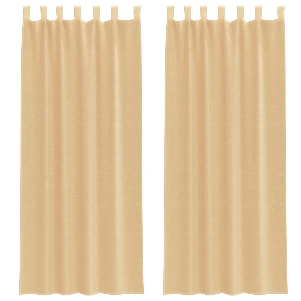 Voile Vorhänge mit Schlaufen 2 Stk. Sandfarbe 140x260 cm