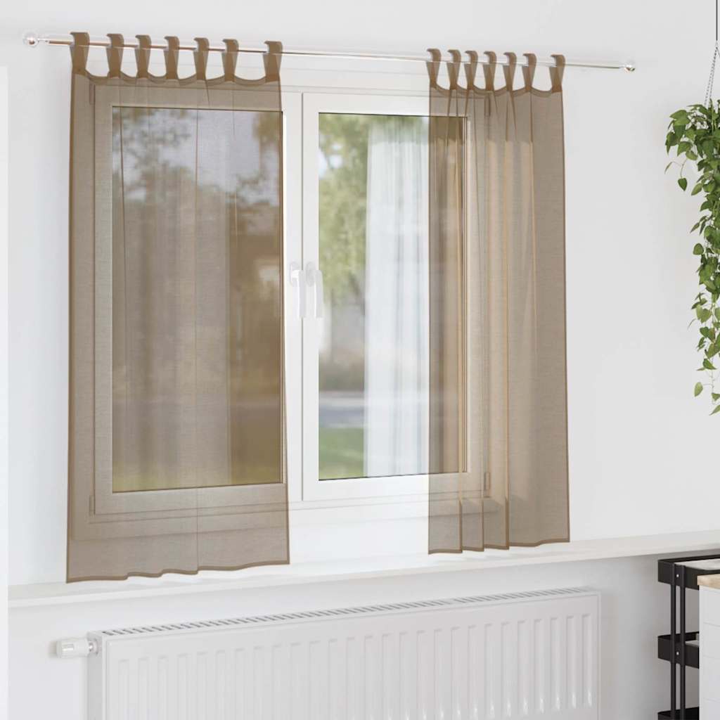 Voile Vorhänge mit Schlaufen 2 Stk. Hellbraun 140x175 cm