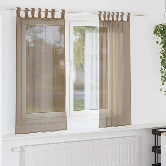 Voile Vorhänge mit Schlaufen 2 Stk. Hellbraun 140x175 cm