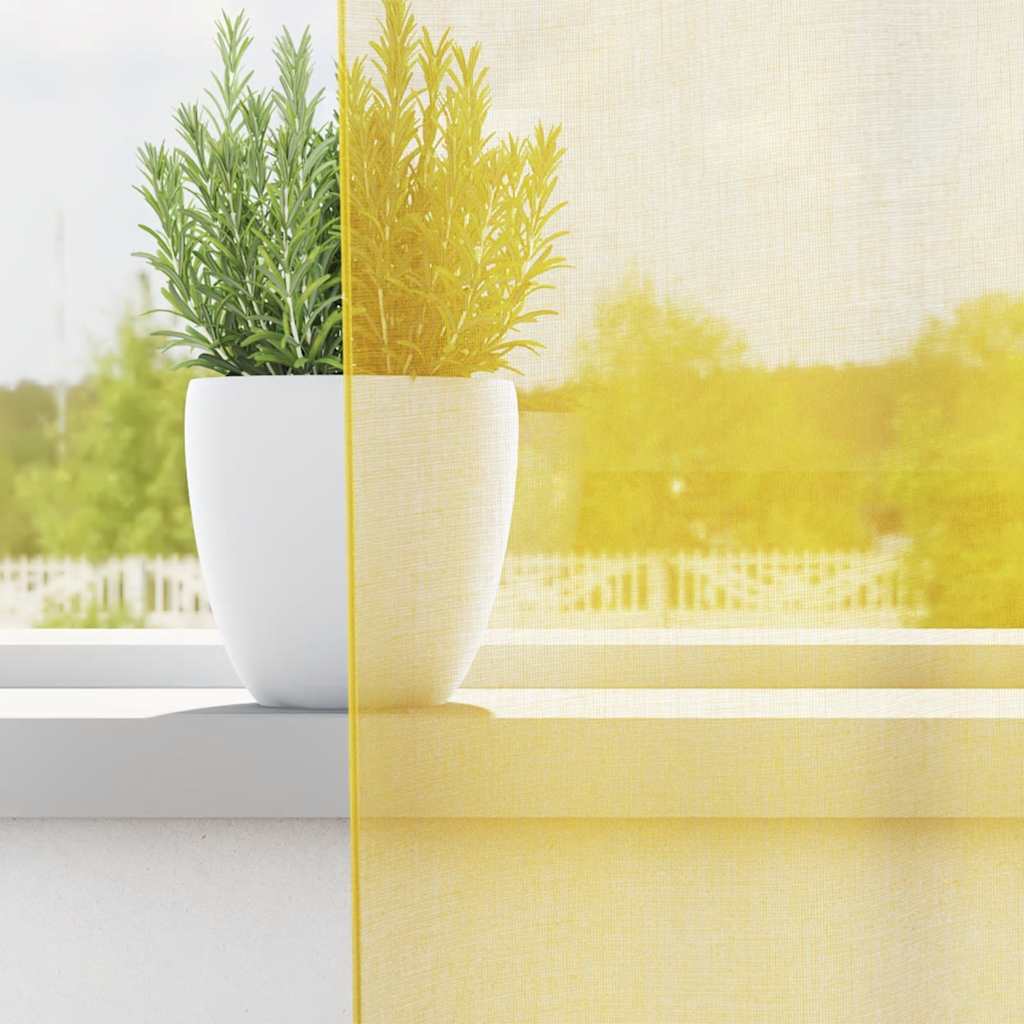 Voile Vorhänge mit Schlaufen 2 Stk. Gelb 140x140 cm