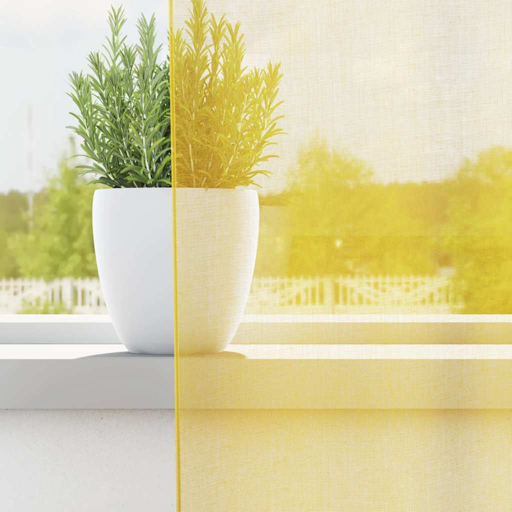 Voile Vorhänge mit Schlaufen 2 Stk. Gelb 140x260 cm